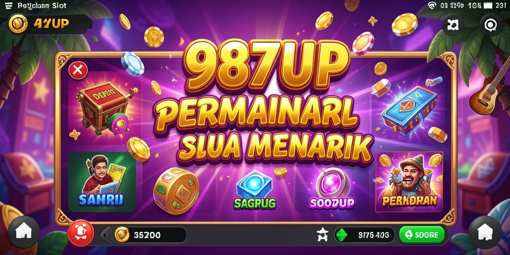 Screenshot gameplay Slot 987UP yang penuh warna dan menarik.