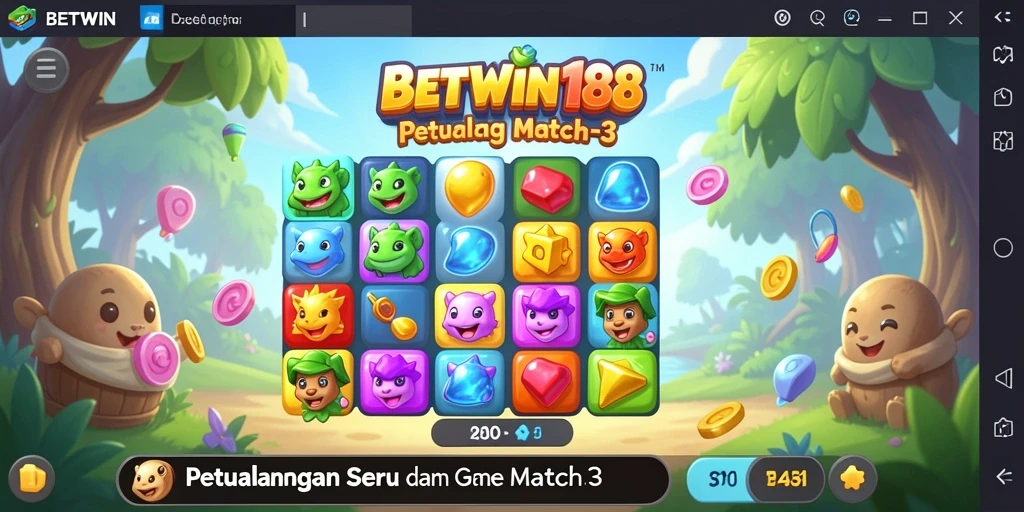 Tampilan penuh warna dan seru dari gameplay Match-3 BETWIN188.