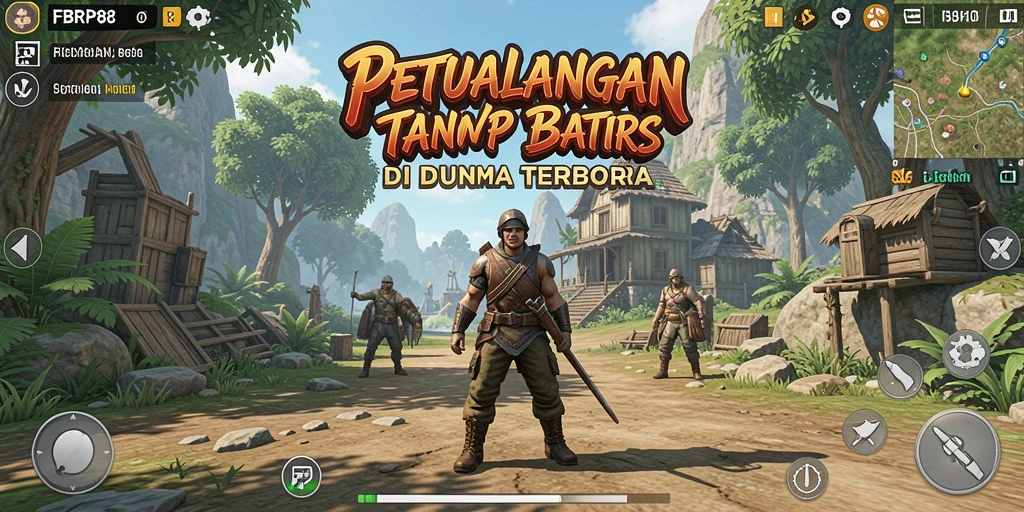 Screenshot gameplay FBRP88 menampilkan petualangan luas di dunia terbuka.