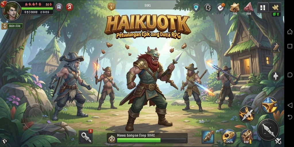 Screenshot menunjukkan aksi seru dalam gameplay RPG HAIKUOTK.