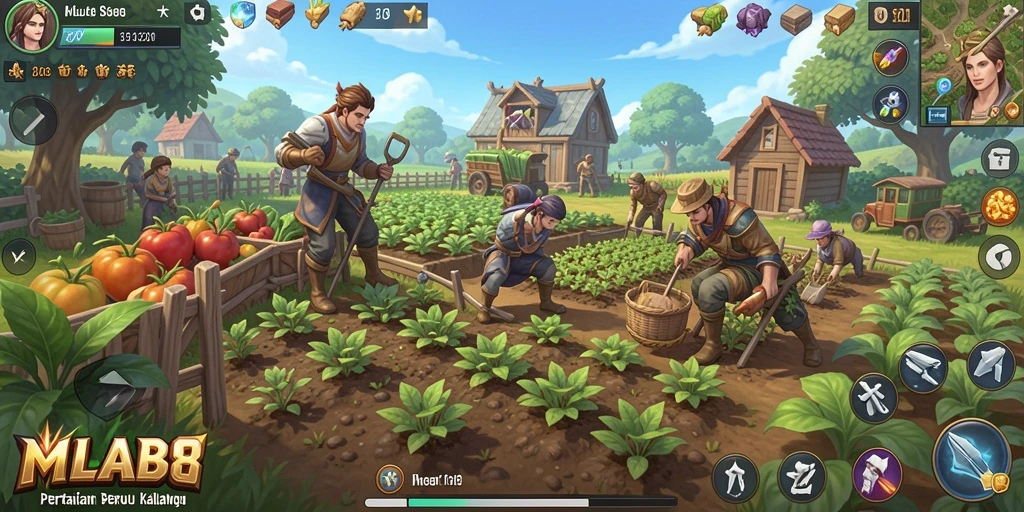 Tampilan menarik dari gameplay pertanian di MLBB8.