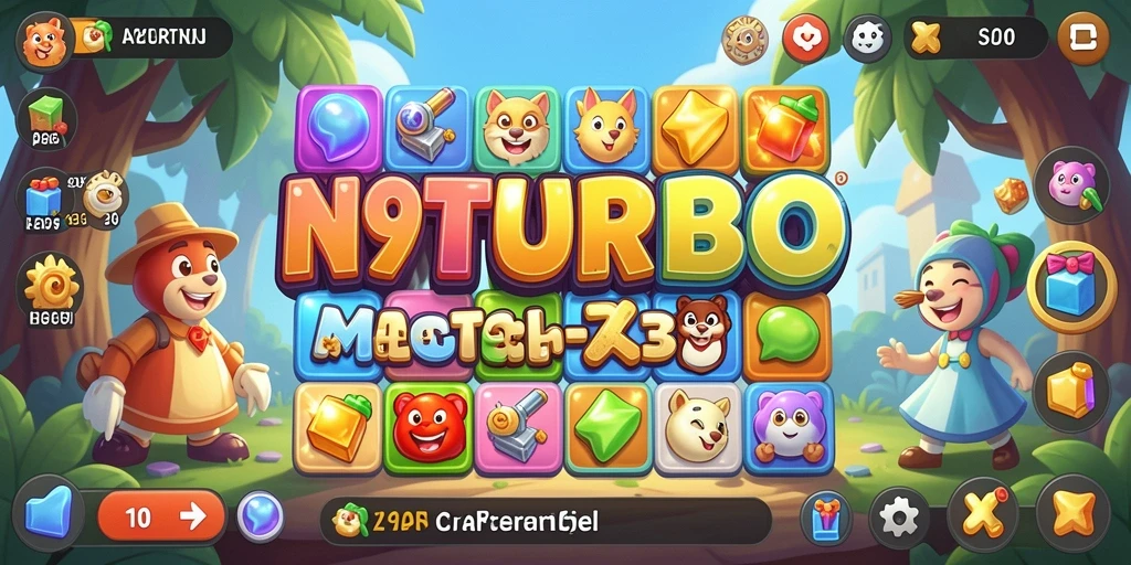 Tampilan menarik dari gameplay Match-3 di N9TURBO.