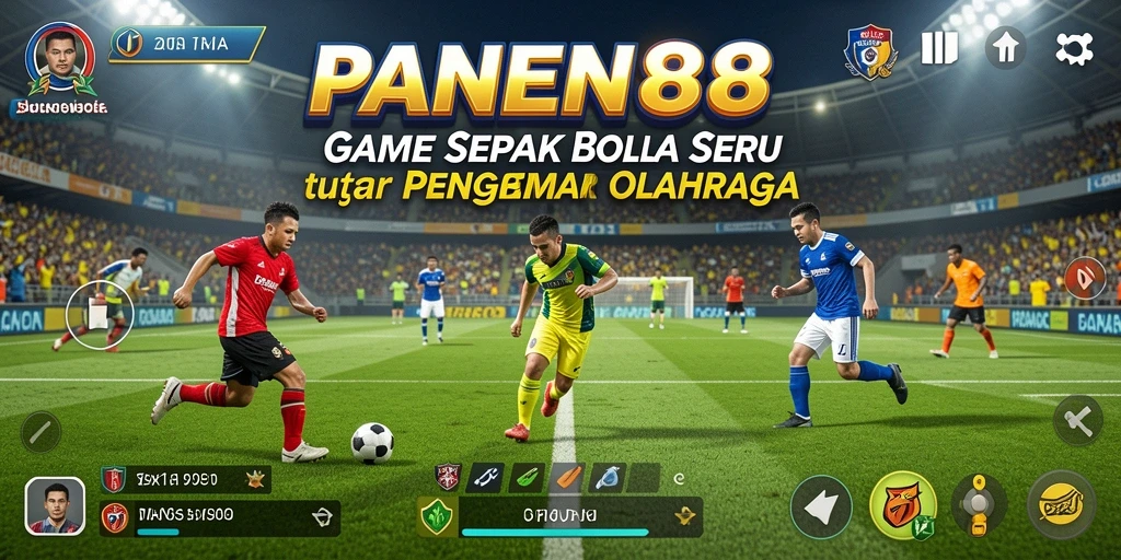 Screenshot gameplay PANEN88 menampilkan aksi seru di lapangan sepak bola.