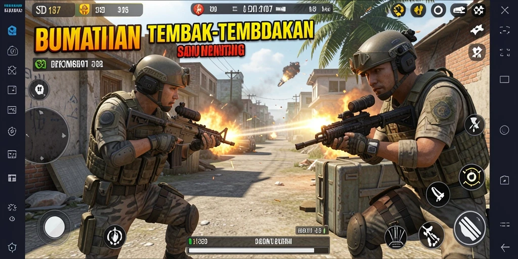 Gameplay seru dan mendebarkan dari SD107 dengan aksi tembak-menembak intens.