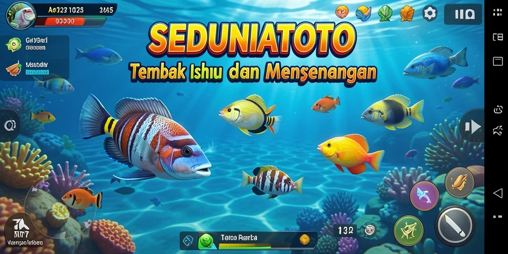 Screenshot utama SEDUNIATOTO menampilkan aksi seru gameplay Tembak Ikan.