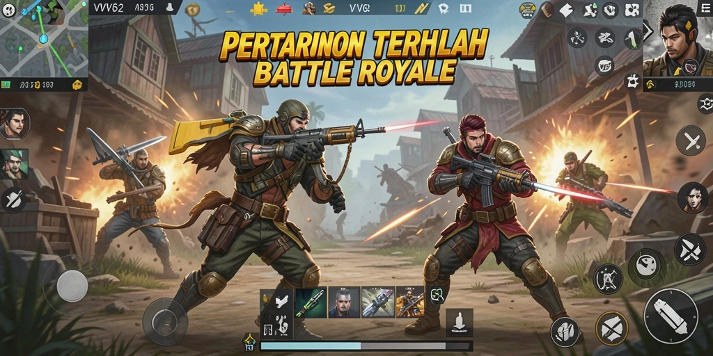 Gameplay VV62 menunjukkan aksi Battle Royale yang intens dan seru.